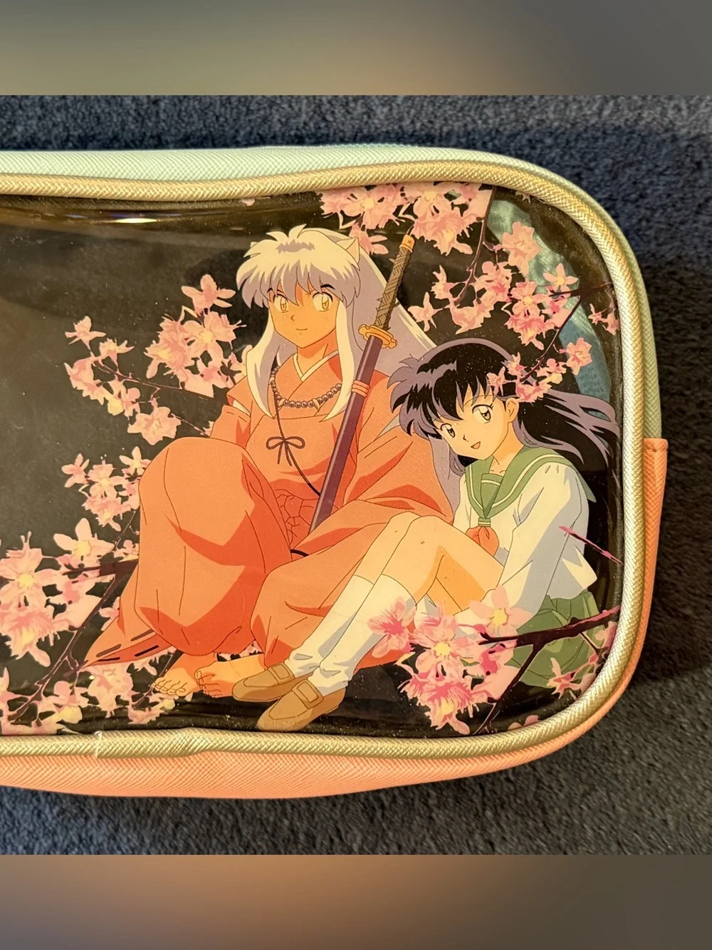 Inuyasha Pink Anime Cosmetic Bag with Clear Top - Picture 2 of 9
